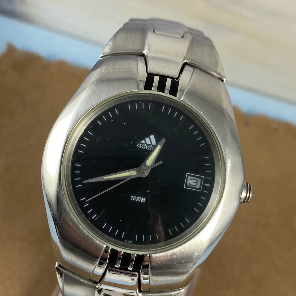 Adidas Sports Watch Mans Black & Silver 10AMT
